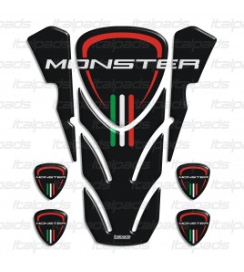 Protector de depósito para DUCATI Corse monster negro "top wings" black TANK PAD + 4 free